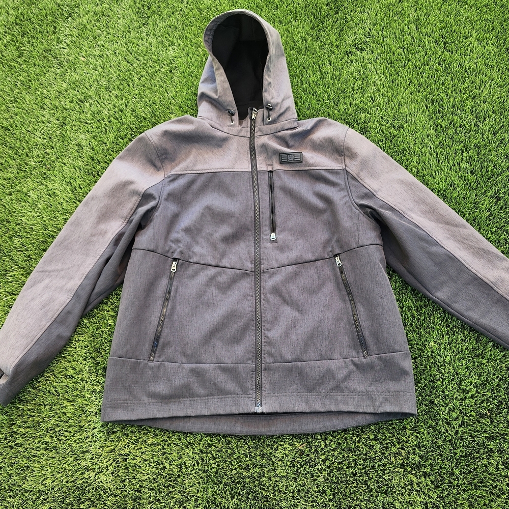 Cinch Men's XL Gray Hooded Jacket Zip Up Pockets Western Rodeo Softshell